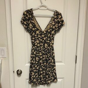 Black and Cream Floral Mini Dress